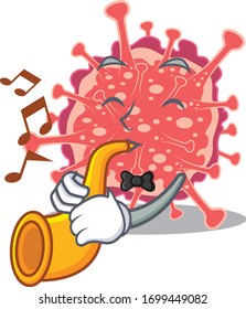 Talented musician of polyploviricotina cartoon design playing a trumpet