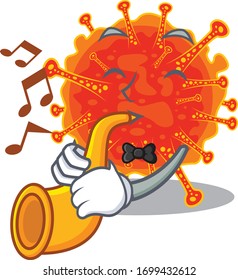 Talented musician of riboviria cartoon design playing a trumpet