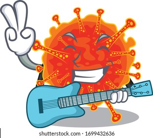 Talented musician of riboviria cartoon design playing a guitar