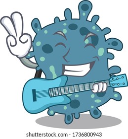 Talented musician of rickettsia cartoon design playing a guitar