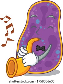 Talented musician of shigella sp. bacteria cartoon design playing a trumpet