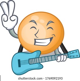 Talented musician of staphylocuccus aureus cartoon design playing a guitar