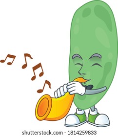 Talented musician of thermus thermophilus mascot design playing music with a trumpet. Vector illustration