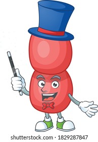 Talented neisseria gonorrhoeae Magician cartoon mascot design style. Vector illustration