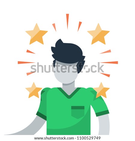Talented person, smart student, creativity and potential development, high achievement, self actualization and motivation, best employee of the month, celebrity cartoon, award ceremony