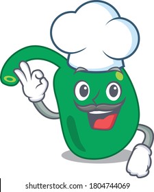 Talented pineal chef cartoon drawing wearing chef hat