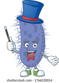 Talented salmonella typhi Magician cartoon design style. Vector illustration