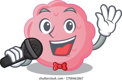 Talented singer of anaplasma phagocytophilum cartoon character holding a microphone