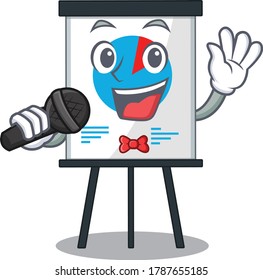 Talented singer of corona graph cartoon character holding a microphone