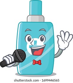 Talented singer of ointment cream cartoon character holding a microphone