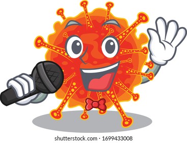 Talented singer of riboviria cartoon character holding a microphone