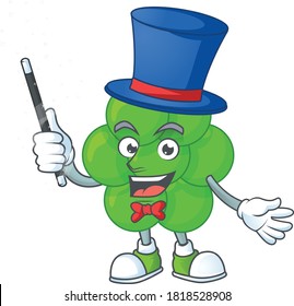 Talented staphylococcus aureus Magician cartoon mascot design style. Vector illustration