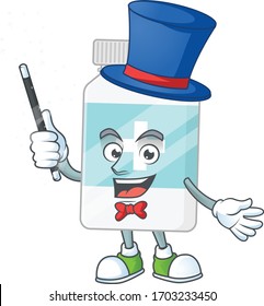 Talented supplement bottle Magician cartoon design style