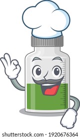 Talented vitamin syrup chef cartoon drawing wearing chef hat