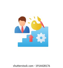Talents Development Flat Icon. Personal Growth Concept. Self Improvement And Talent Acquisition.Personal Strengths, Ascuirements. Human Resources Management. 3D Color Vector Illustration