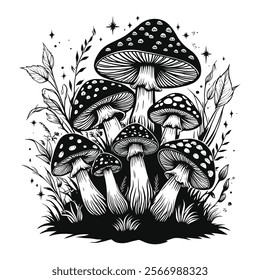 Tales of the Enchanted Woods Mushroom Silhouette Artwork.