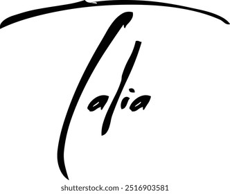 Talia Name Of Baby Girl Cursive Typography Hand Written Brush Text