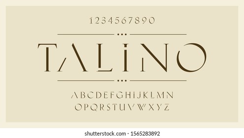 Talino: Simple regular serif font alphabet. Elegant vintage classic design uppercase and numbers.