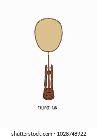 Talipot fan monk buddhist Thai vector. hand draw sketch illustration vector.