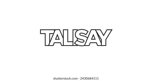 Talisay in the Philippines emblem for print and web. Design features geometric style, vector illustration with bold typography in modern font. Graphic slogan lettering isolated on white background.