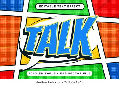 talk 3d text effect and editable text effect with comic retro style design