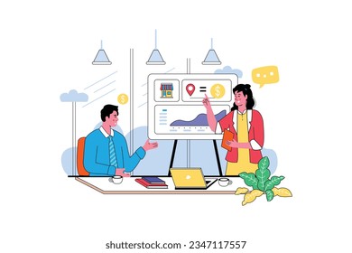 Talk About Business Location - Flat Vector