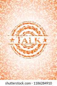 Talk abstract orange mosaic emblem