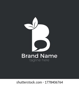 Talk To Be Natural - B with Leaf logo design.