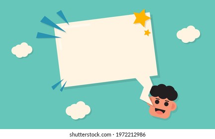 talk box template with cloud ornaments and children's faces. perfect for quote backgrounds, greeting cards, covers, etc.