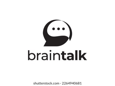 talk brain logo design. creative chat bubble symbol icon vector.