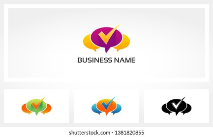 Talk Bubble Check Tick Logo