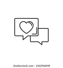 talk bubble heart romantic passion love line vector illustration