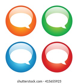 Talk Bubble Icon with Four Glass Button Icon