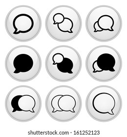 Talk Bubble Icons Glossy White Button Icon Set