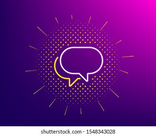 Talk bubble line icon. Halftone pattern. Speech bubble sign. Chat message symbol. Gradient background. Talk bubble line icon. Yellow halftone pattern. Vector