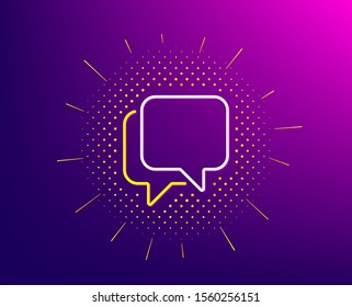 Talk bubble line icon. Halftone pattern. Speech bubble sign. Chat message symbol. Gradient background. Talk bubble line icon. Yellow halftone pattern. Vector