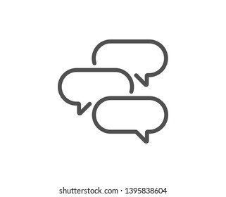 Talk bubble line icon. Speech bubble sign. Chat message symbol. Quality design element. Linear style talk bubble icon. Editable stroke. Vector