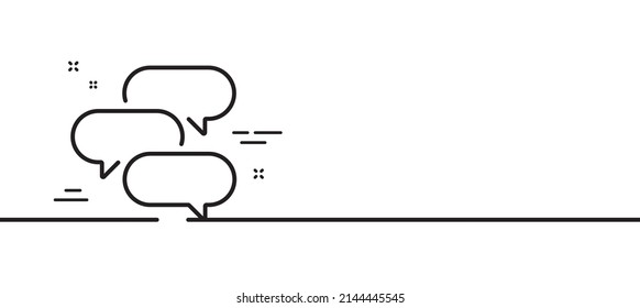 Talk bubble line icon. Speech bubble sign. Chat message symbol. Minimal line illustration background. Talk bubble line icon pattern banner. White web template concept. Vector