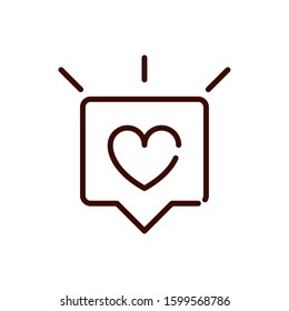 talk bubble love heart romantic passion feeling related icon vector illustration thick line