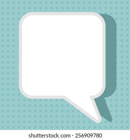 Talk bubble on a turquoise background. Vector.