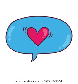 Burbuja de charla con corazón rosa dentro de la ilustración vectorial
