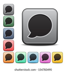 Talk Bubble or Speech Balloon Icon Square Icon in Various Colors