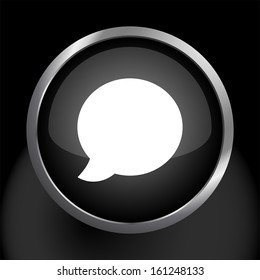 Talk Bubble / Speech Balloon Icon Symbol with Glass Button Background