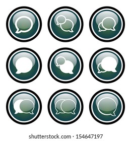 Talk Bubble or Speech Balloon Icons Glass Button Icon Set