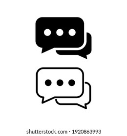 Talk bubble speech icon. Black color and line. With three circle. design elements. Chat on line symbol template.  Design vector icon illustration