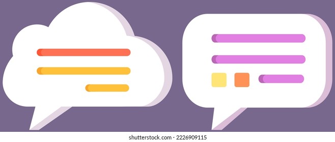 Icono de discurso de burbuja. Elementos de diseño vectorial de burbujas vacías en blanco. Plantilla de símbolo de conversación en línea. Silueta de emoticones de globo de diálogo. Concepto de comunicación en medios sociales, sección de comentarios con texto