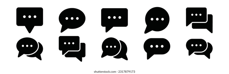 Talk bubble speech icon or Chat icon vector set in line and flat style. Chat, talk, speech bubble icon symbol with editable stroke for apps and websites. Vector illustration