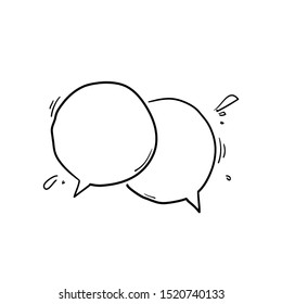 Talk bubble speech icon with handdrawn doodle style