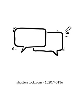 Talk bubble speech icon with handdrawn doodle style