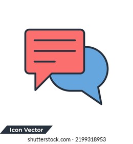 Talk bubble speech icon logo vector illustration. communication symbol template for graphic and web design collection
